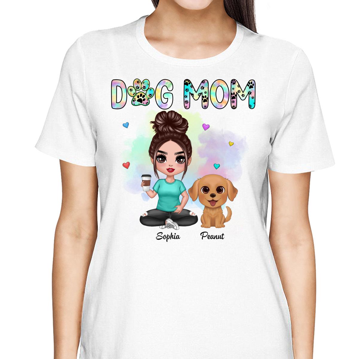 Pastel Paw Patterns Dog Mom Watercolor Cute Dogs Personalized Shirt
