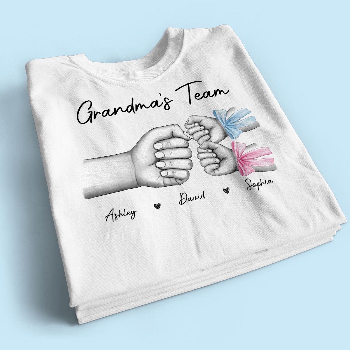 Grandma Mom‘s Team Fist Bump With Bows Personalized Shirt