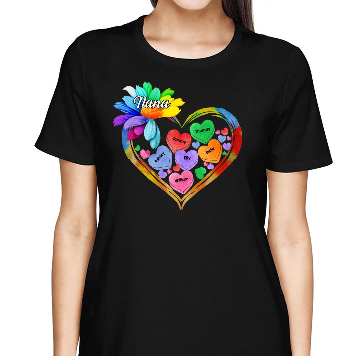 Grandma Mom Hearts Daisy Personalized Shirt