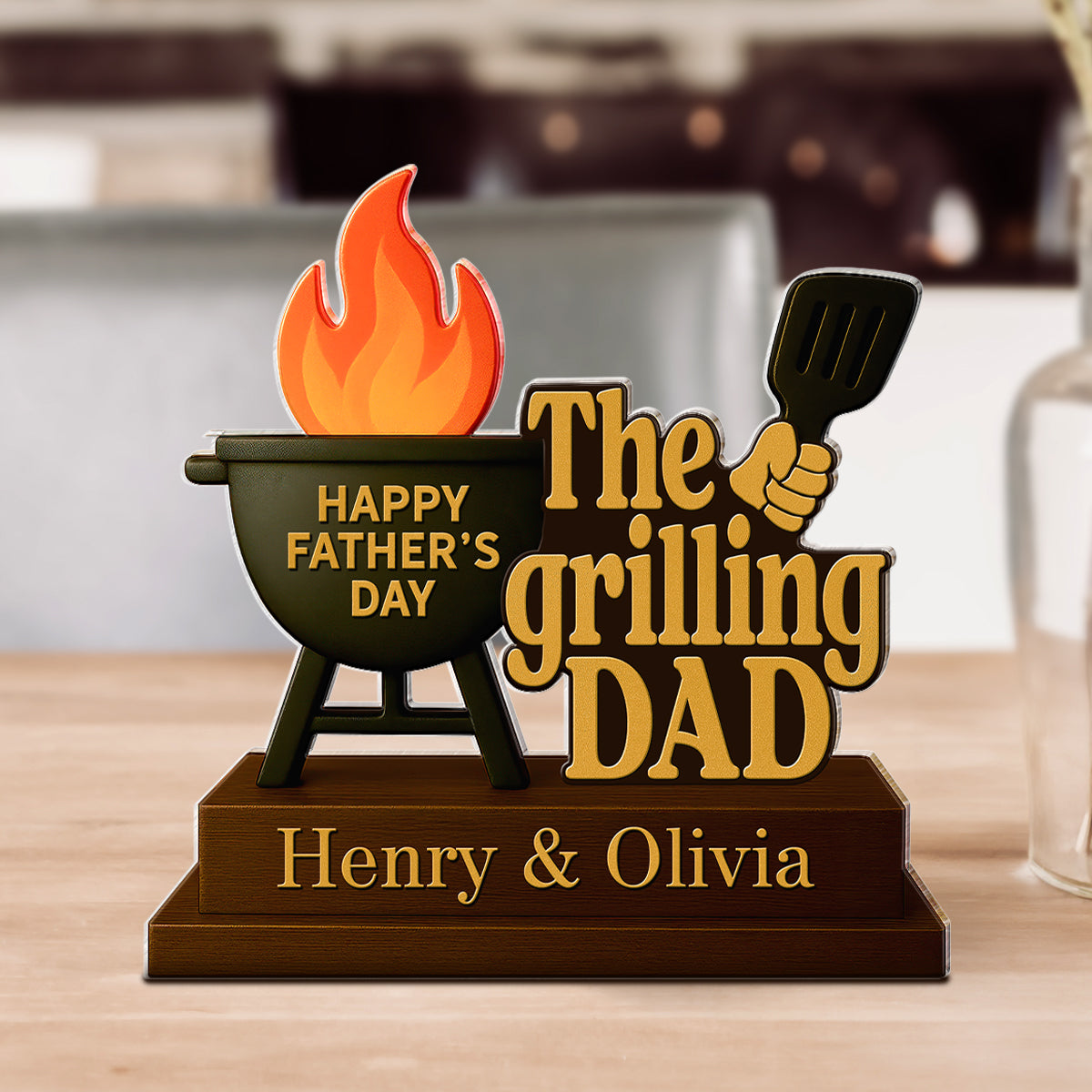 The Grillfather Personalized Custom Shape Acrylic Block, Father's Day Gift For Husband, For Dad