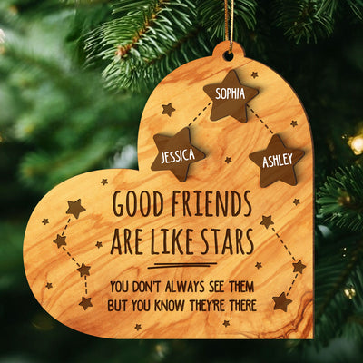 Good Friends Are Like Stars Personalized 2-Layer Wooden Ornament, Best Friends Gift