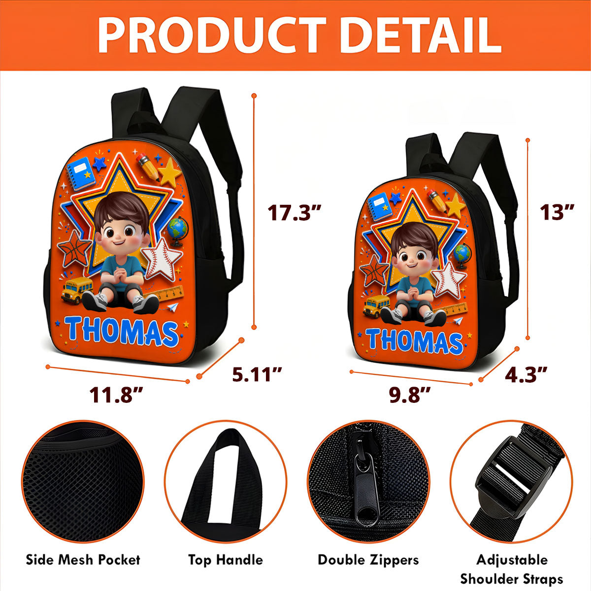 Cute Little Boy Custom Grade - Personalized Backpack - Back To School Gift For Kids, Sons, Grandson