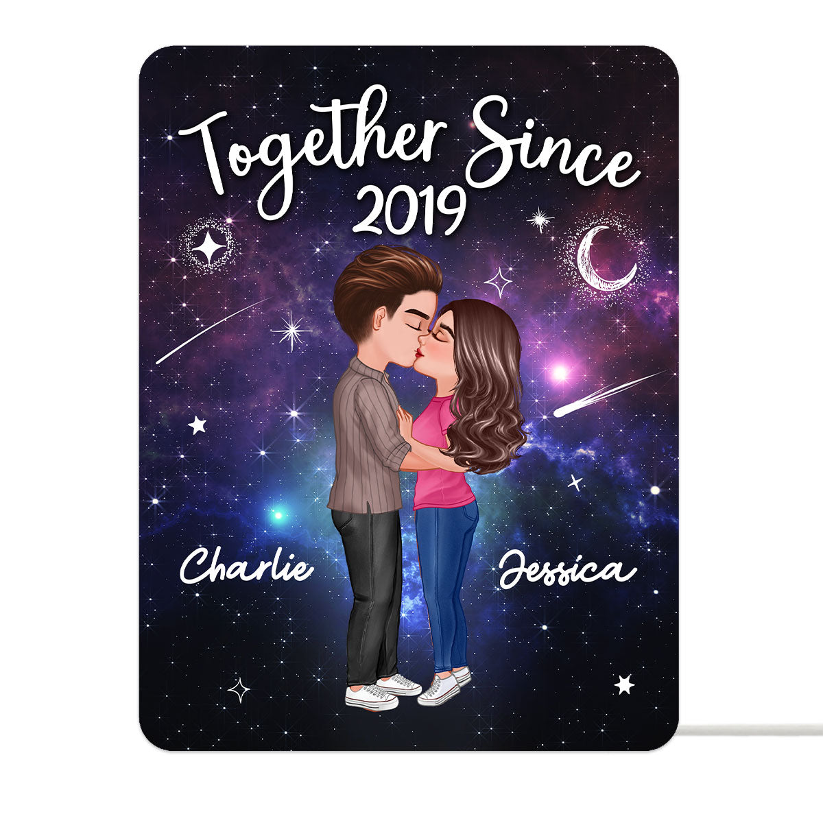 Doll Couple Kissing In Galaxy Night Personalized Light Box