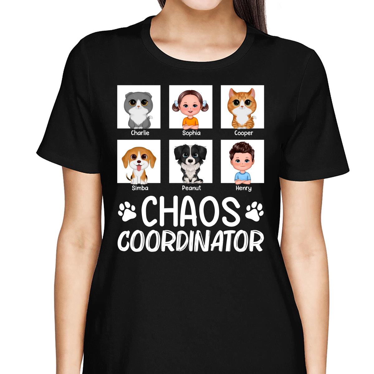 Chaos Coordinator Kids Dogs Cats Personalized Shirt