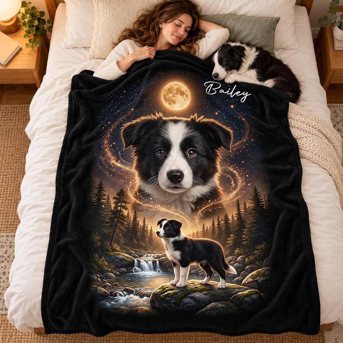 Dog Howling to the Moon - Personalized Fleece Blanket - Gift for Dog, Cat Lovers, Pet Memorial Gift, Christmas Gift for Her, for Him