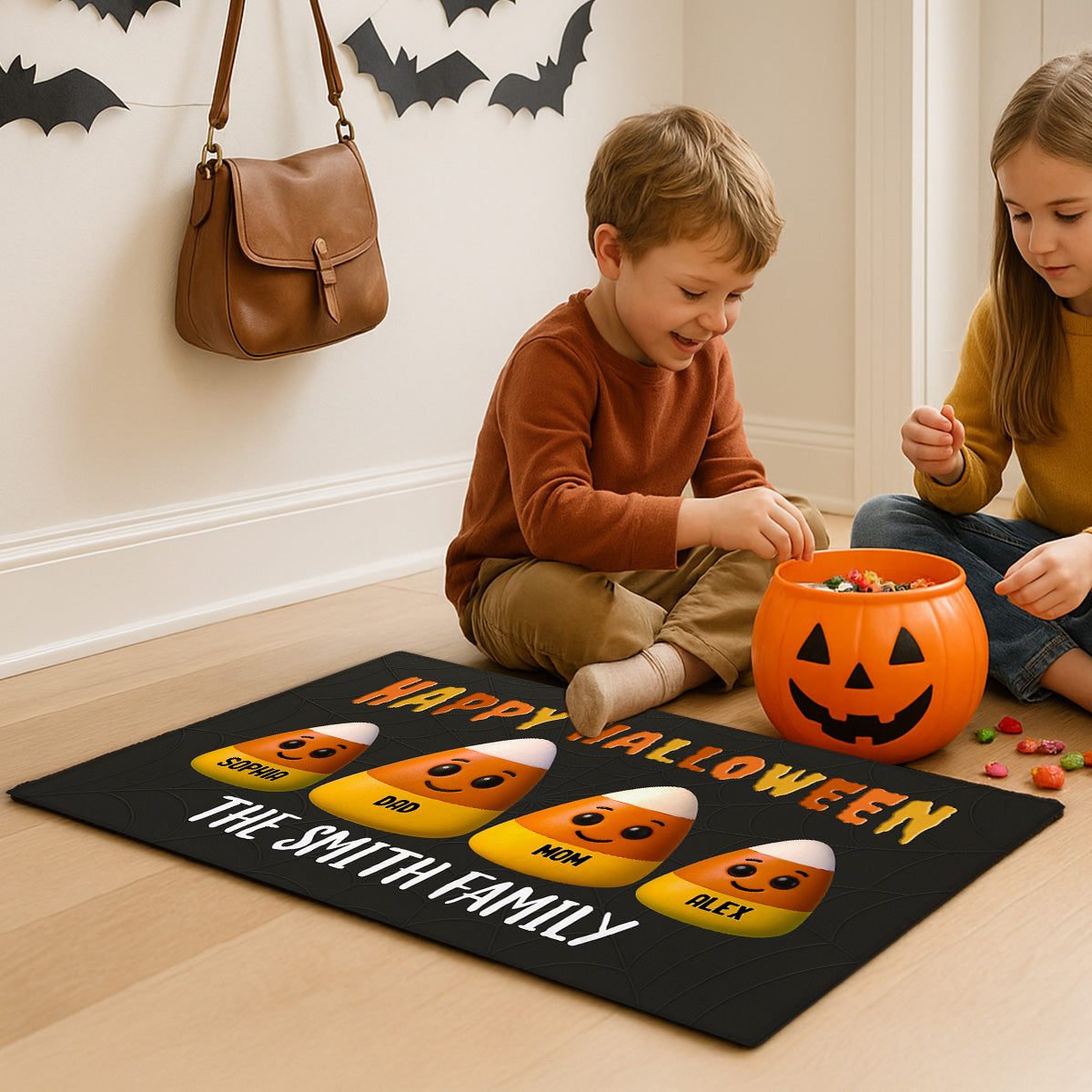 3D Effect Halloween Cute Funny Candy Family Personalized Doormat