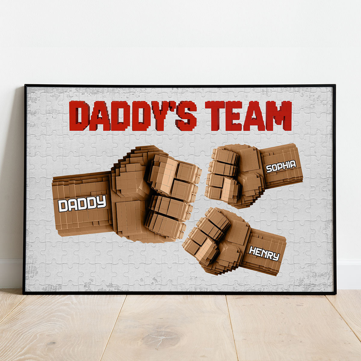 3D Effect Fist Bump Block Daddy Team Personalized Poster