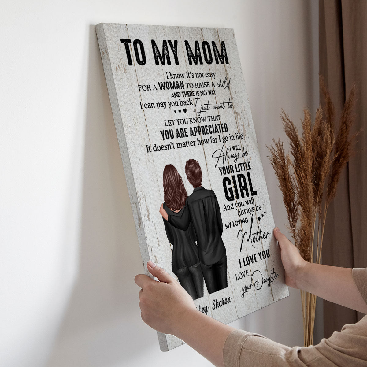 To My Mom From Daughter, Son Retro Vintage Personalized Canvas, Mother's Day gift