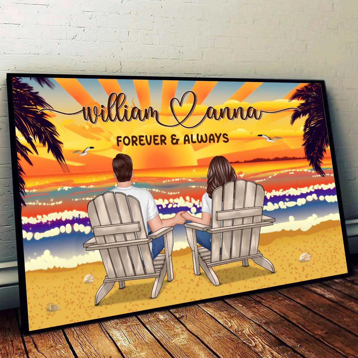 Forever & Always Couple Sitting Personalized Poster