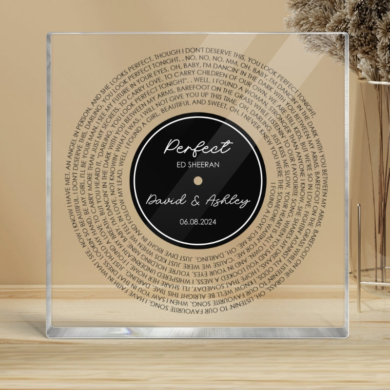 Custom Couple Favorite Song Vinyl Record Personalized Square Acrylic Block Plaque, Heartfelt 2025  Gift For Couple, For Him, For Her