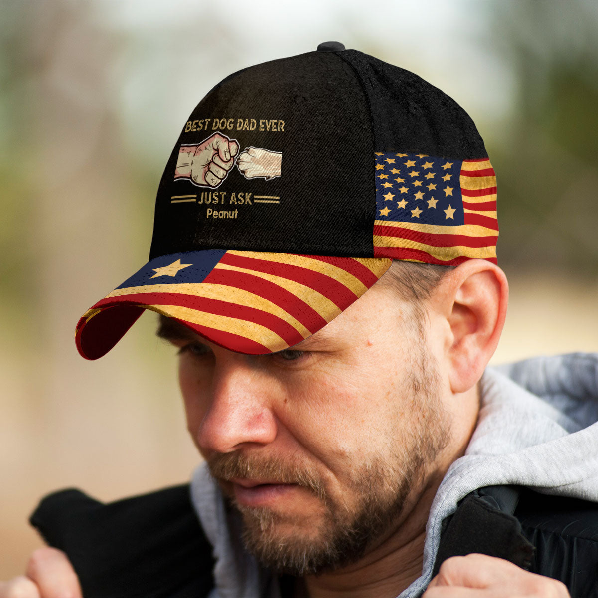 Best Dog Dad Ever Nation Flag Personalized Classic Cap, Father's Day Gift For Dog Dad