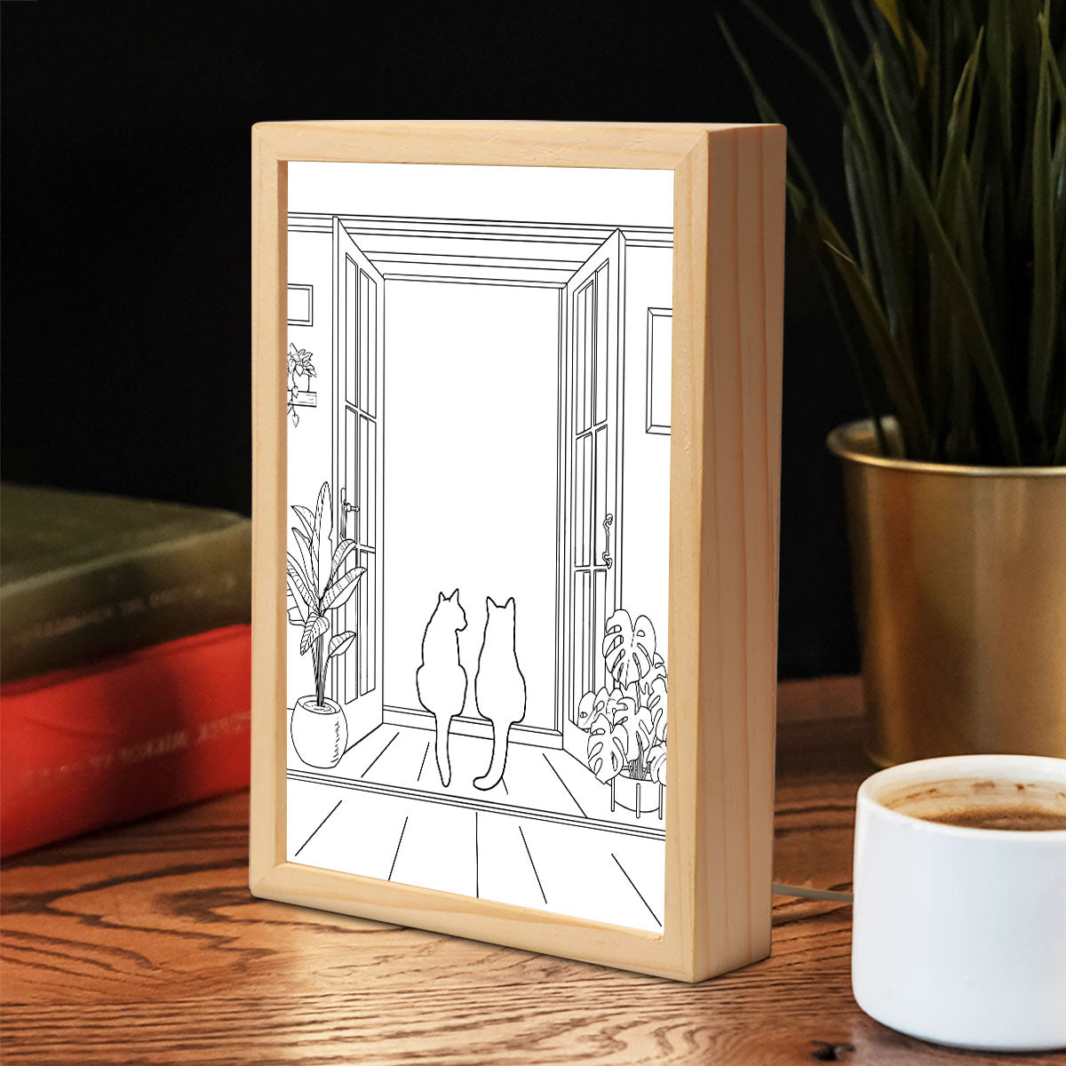 Wall Art Frame Light, The Collision of Light and Art, Personalized Luminous Frame Light Box, LED Night Light, Gift For Cat Lovers