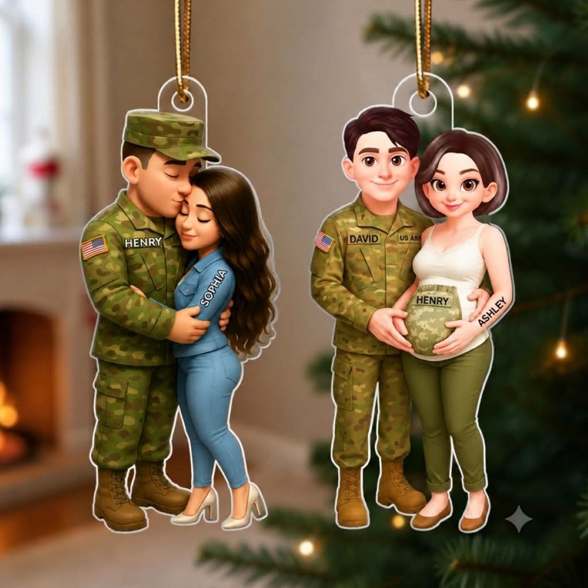 Military Action Figure - Personalized Acrylic Ornament - Special Gift For The Military