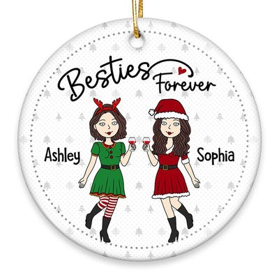 Standing Funny Besties Christmas Personalized Circle Ornament