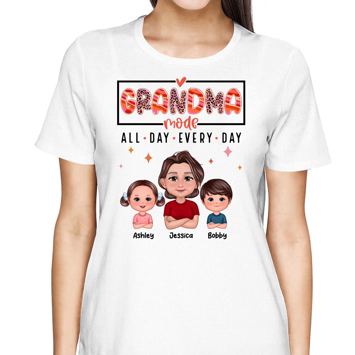 Mom Grandma Mode All Day Every Day Personalized Shirt