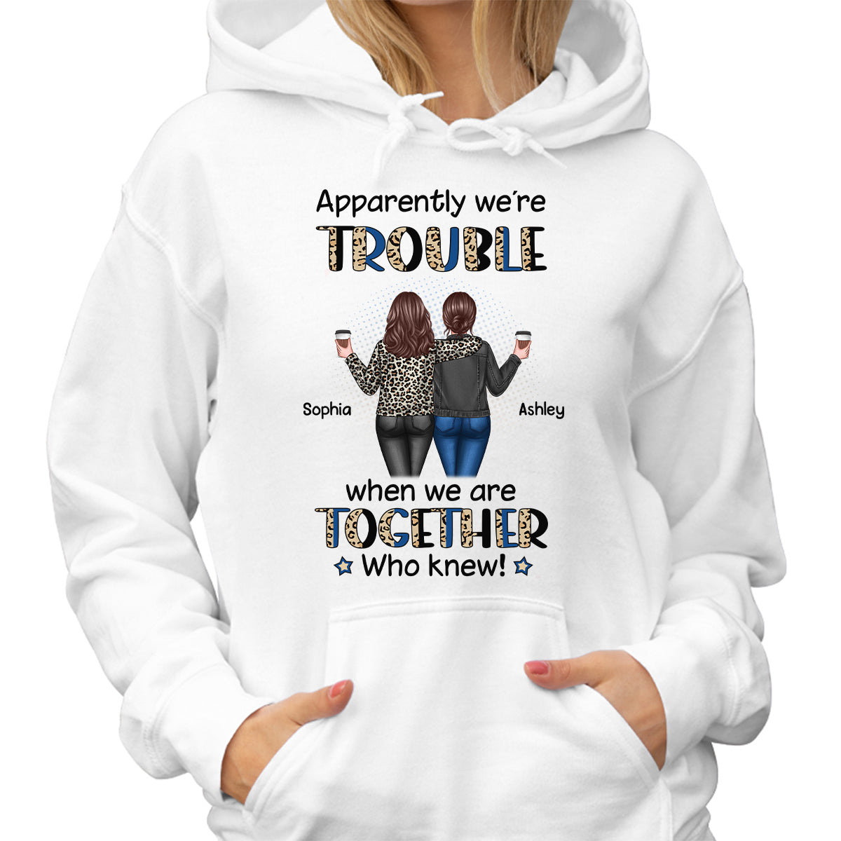 Half Leopard Denim Best Friends Trouble Together Personalized Shirt