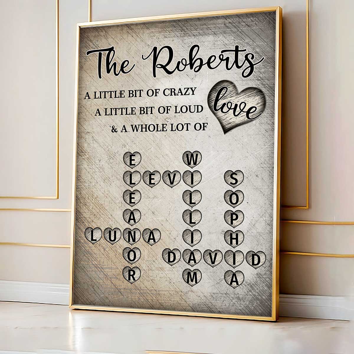 Family Whole Lot Of Love Heart Crossword Art Puzzle Create A Moment Treasured Forever Personalized Poster