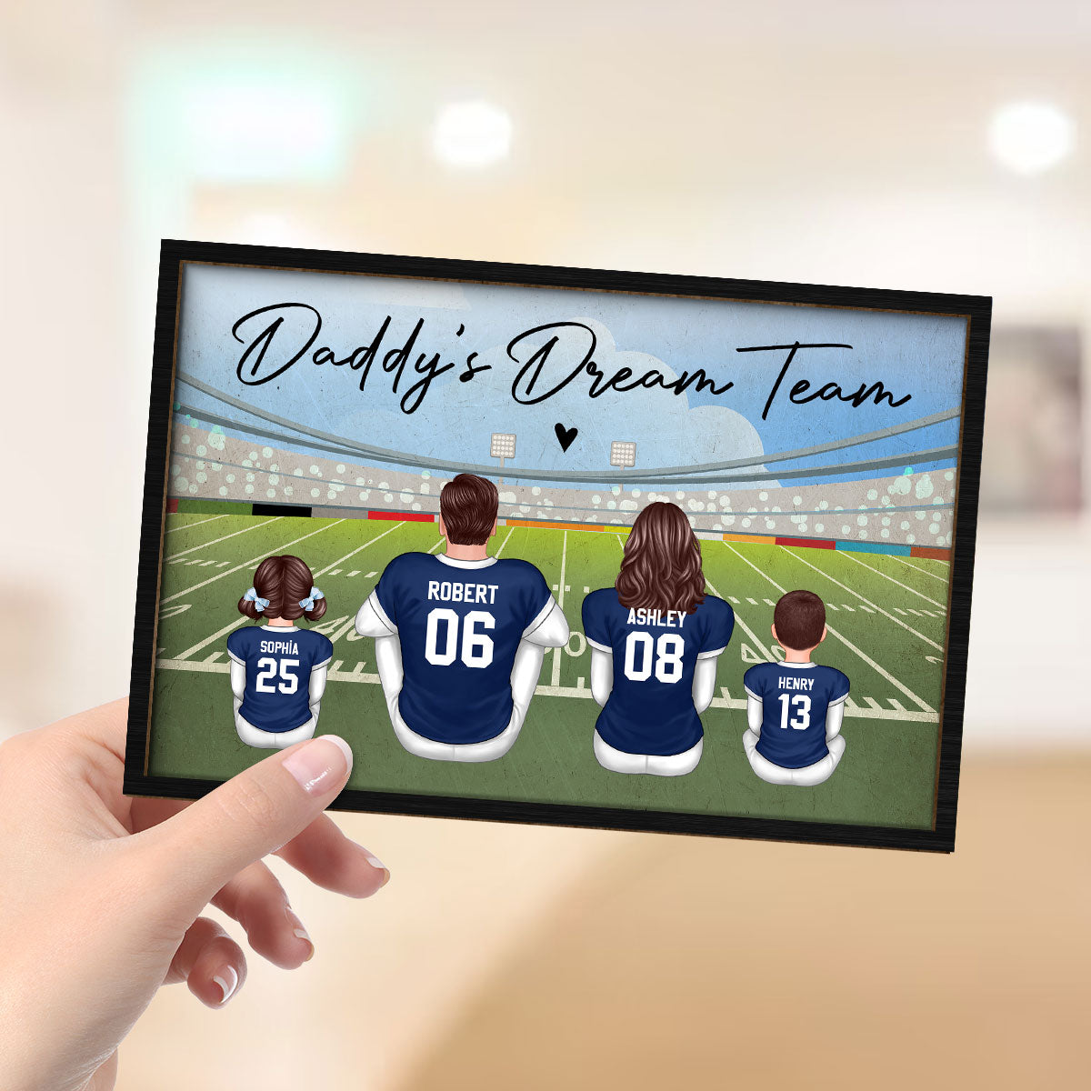 American Football Dad Team Family Personalized 2-Layer Wooden Plaque