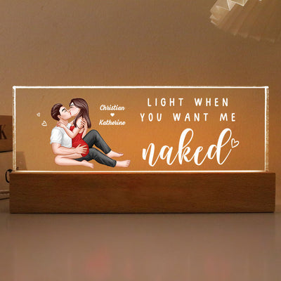 Light When You Want Me Naked Personalized LED Night Light, Gift For Him