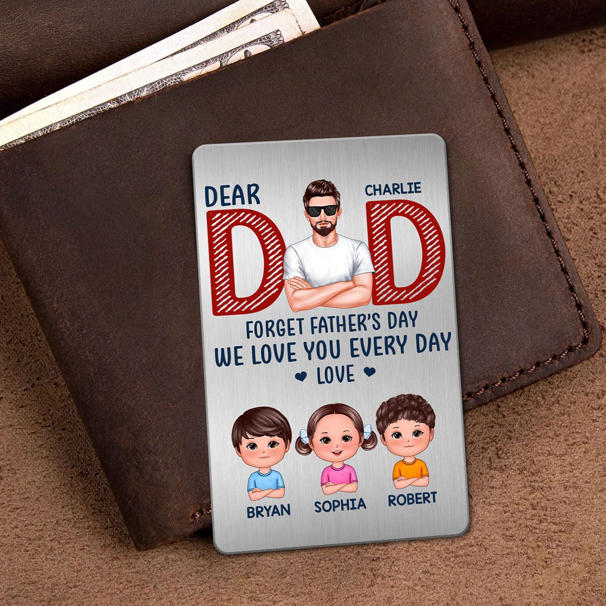 Dad Forget Father‘s Day Personalized Metal Wallet Card