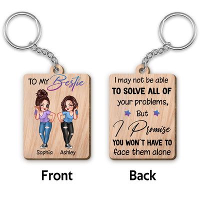 Sassy Besties To My Bestie Personalized Wooden Keychain
