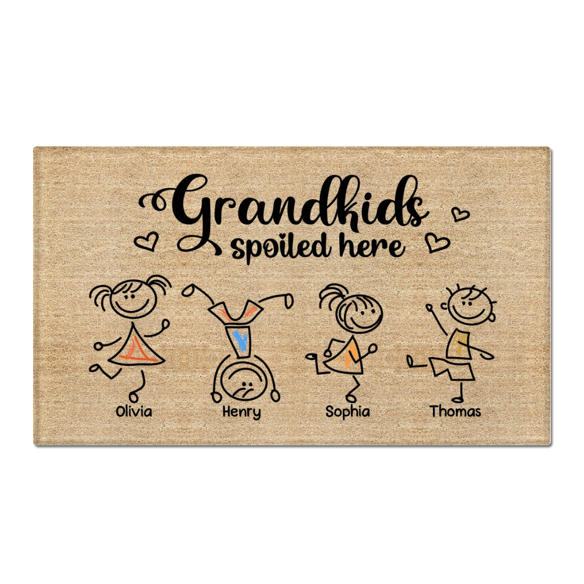 Grandkids Spoiled Here Drawing Kids Gift For Grandma Grandpa Grandparents Personalized Doormat
