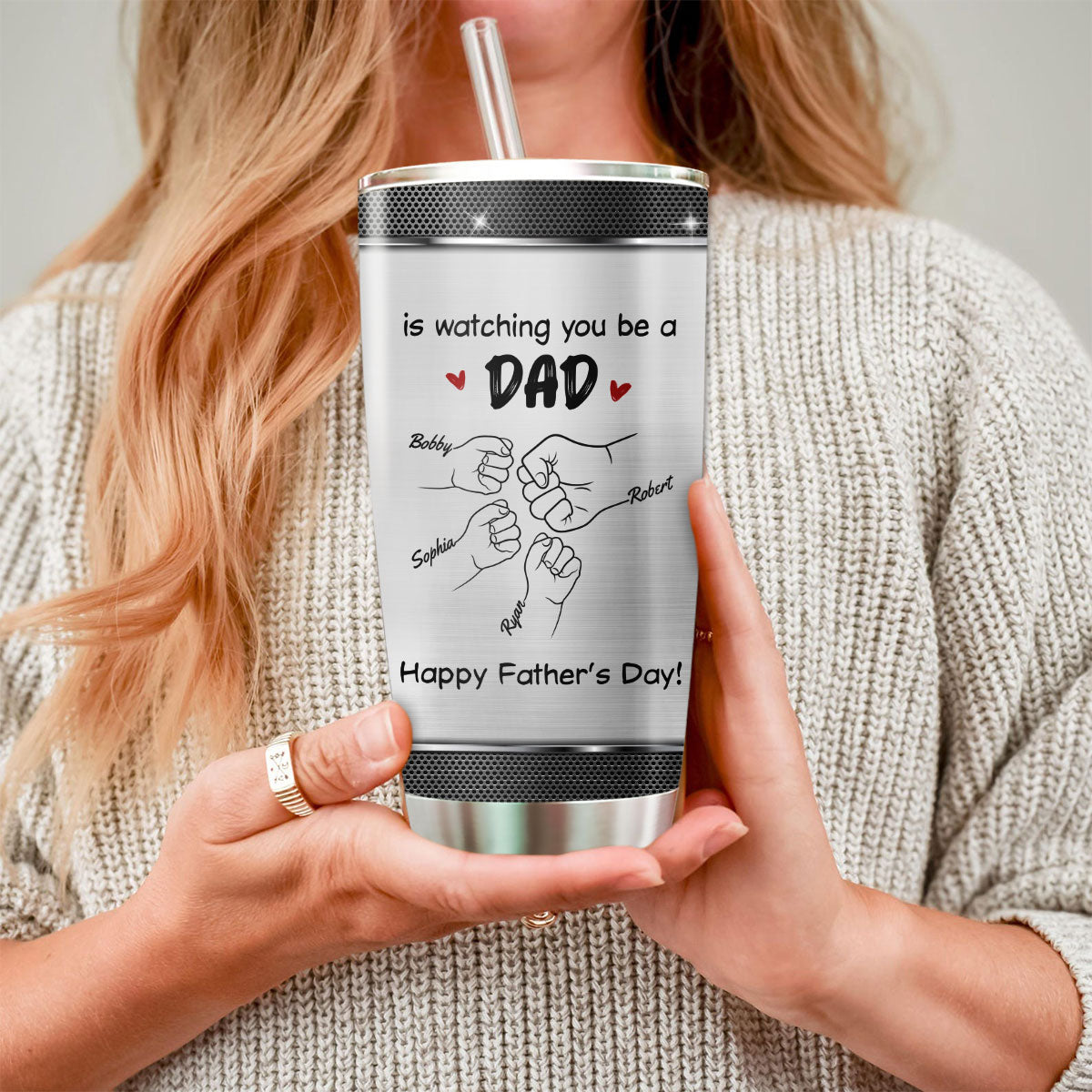 From Mom To Son Watching You Be A Dad Personalized Tumbler, Gift For Son