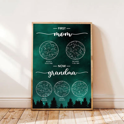 Constellation First Mom Now Grandma Personalized Poster, Custom Star Map, Heartfelt Gift For Mom, For Grandma