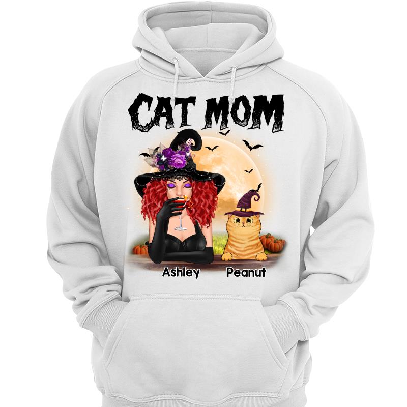Halloween Witch Cat Mom Personalized Shirt