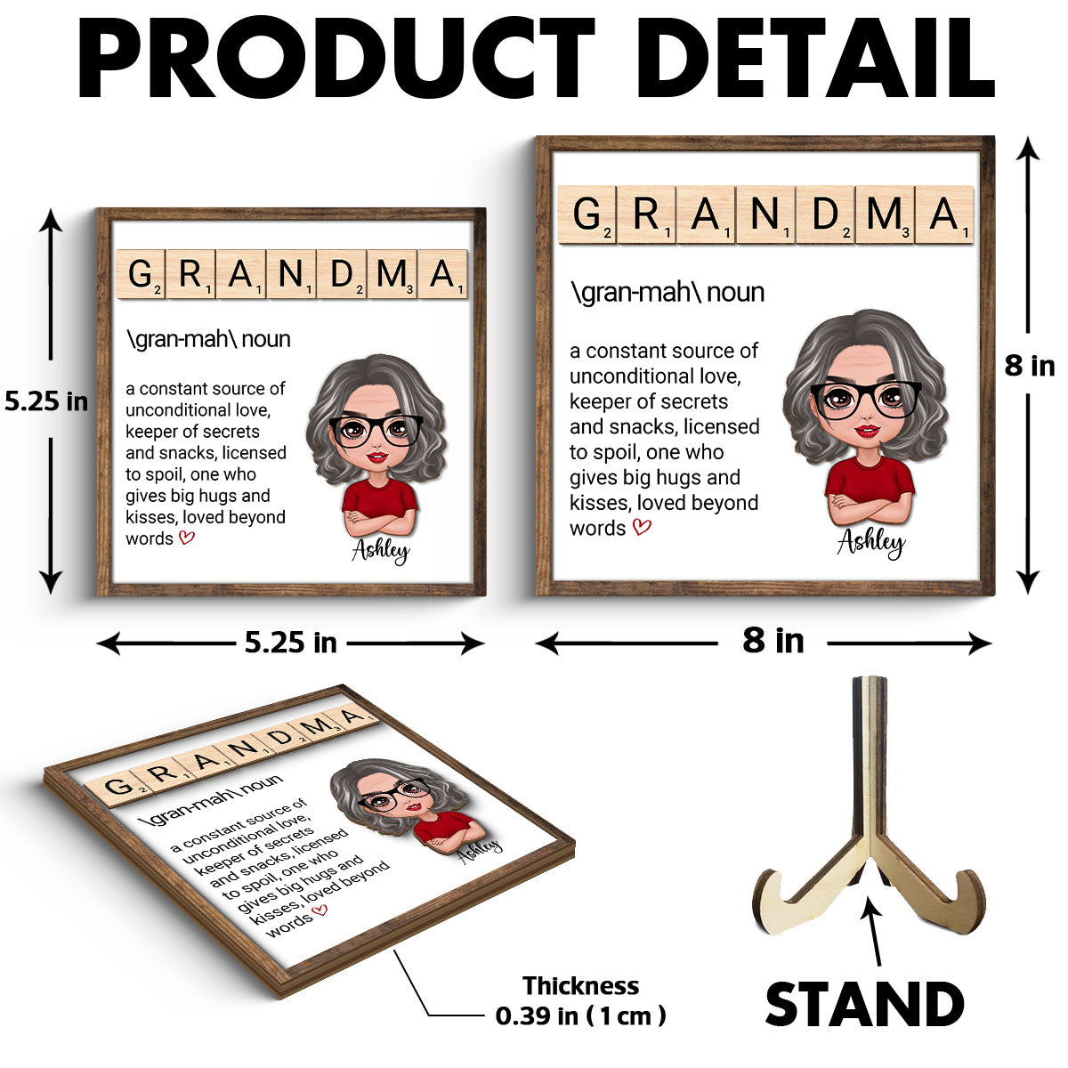 Grandma Definition Personalized 2-Layer Wooden Plaque