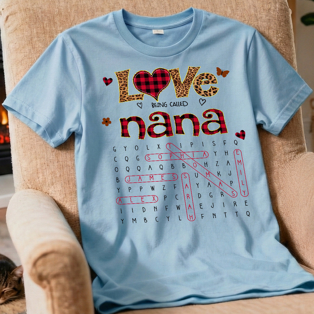 Love Being Called Grandma Leopard Pattern Word Search Puzzle - Personalized Shirt - Mother's Day Gift For Grandma Mom