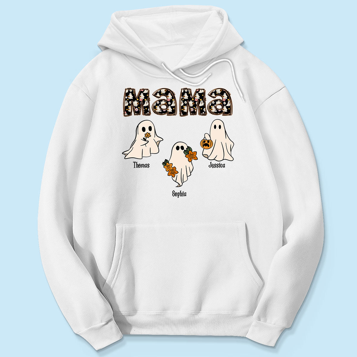 Grandma Mom Halloween Retro Boo Patterned Personalized Shirt