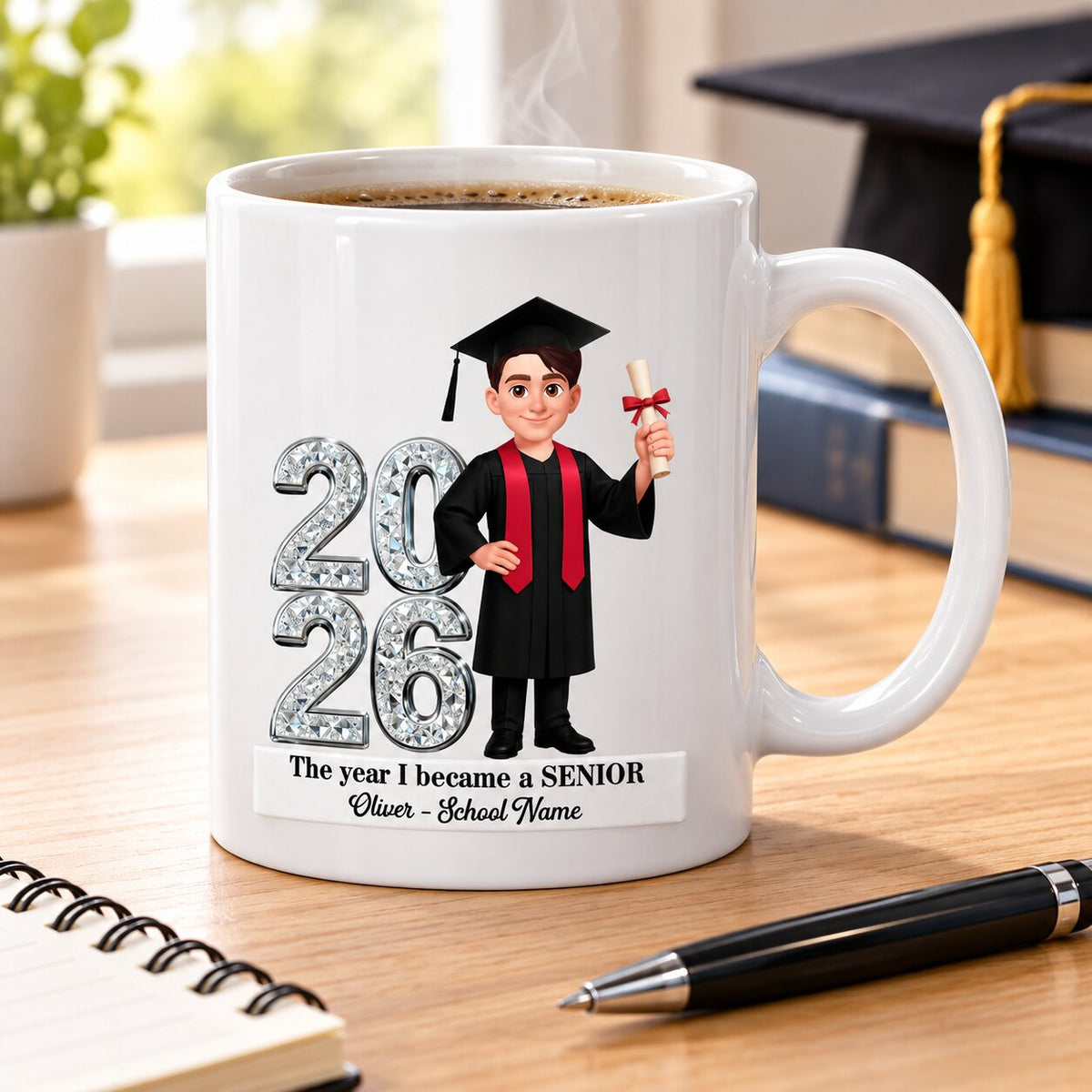 The Year I Became A Senior - Personalized Mug - Christmas Gift For Seniors, Daughter, Son, Granddaughters, Grandsons