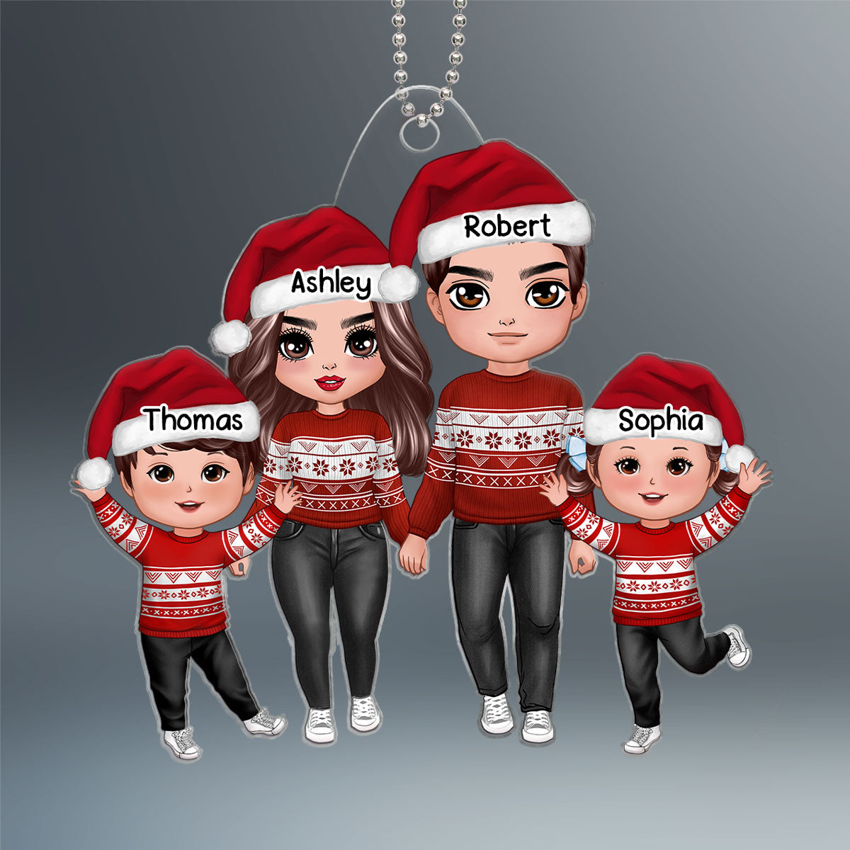 Happy Doll Family Christmas Gift Personalized Acrylic Ornament