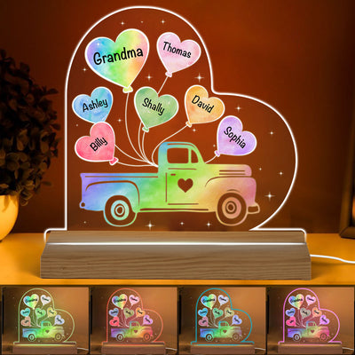 Mom Grandma Truck Watercolor Heart Balloon Personalized Custom Shape Acrylic LED Night Light