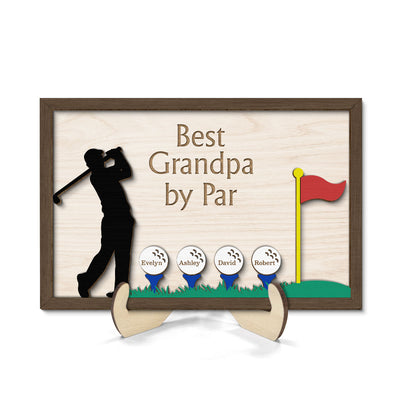 Best Dad Grandpa By Par Golf Gift for Husband Dad & Grandpa Personalized 2-Layer Wooden Plaque