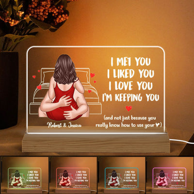 Couple Kiss Passionate I Met You I Love You Personalized Custom Shape Acrylic Plaque LED Night Light