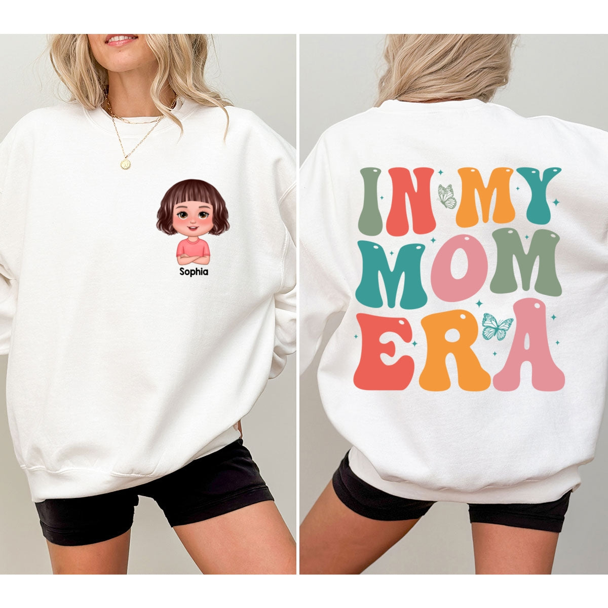 In My Mom Era Cute Kids Gift For Her Personalized Double Sided Sweatshirt