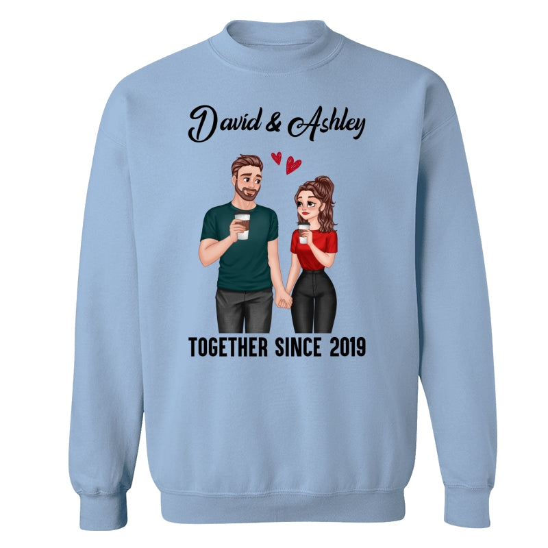 Cartoon Couple Hand In Hand Together Since Personalized Shirt
