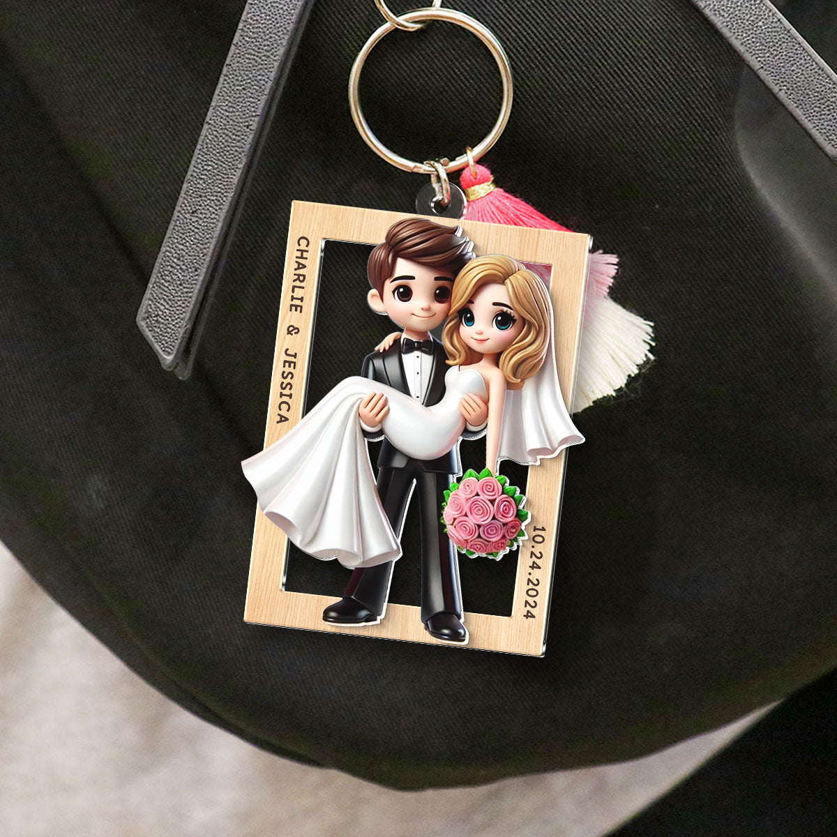 3D Effect Personalized Mr Mrs Married Couple Personalized 2-Layered Acrylic Keychain, Gift for him, Gift for her