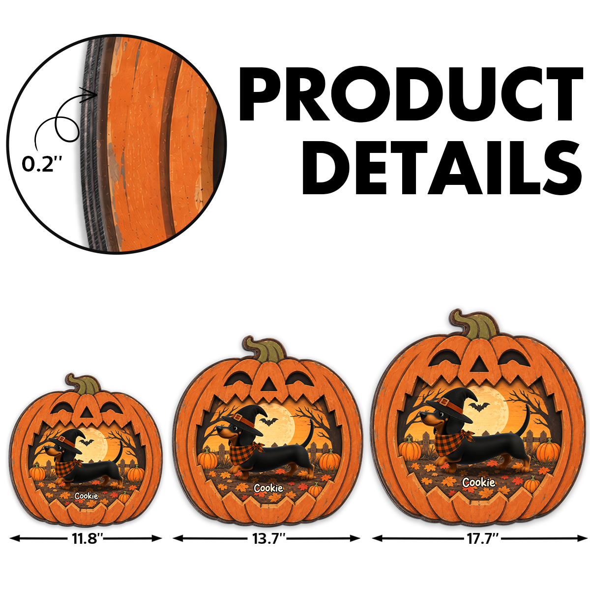 Halloween Dachshund Happy Halloweenie - Personalized Wood Sign - Halloween Decorations For Dachshund Lovers