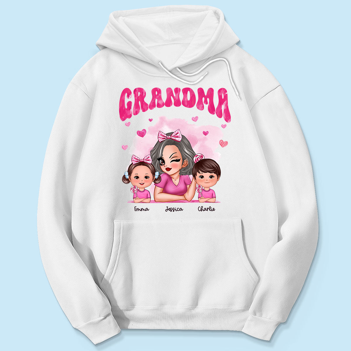 Pink Valentine's Grandma And Grandkids Personalized Shirt,  Gift For Grandma