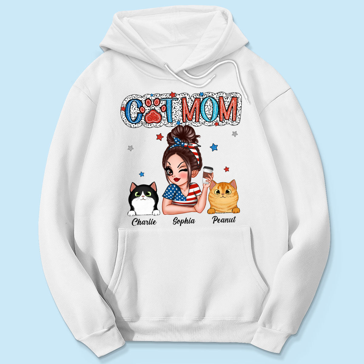 4th Of July Cat Mom Personalized Shirt, Gift For Cat Lover
