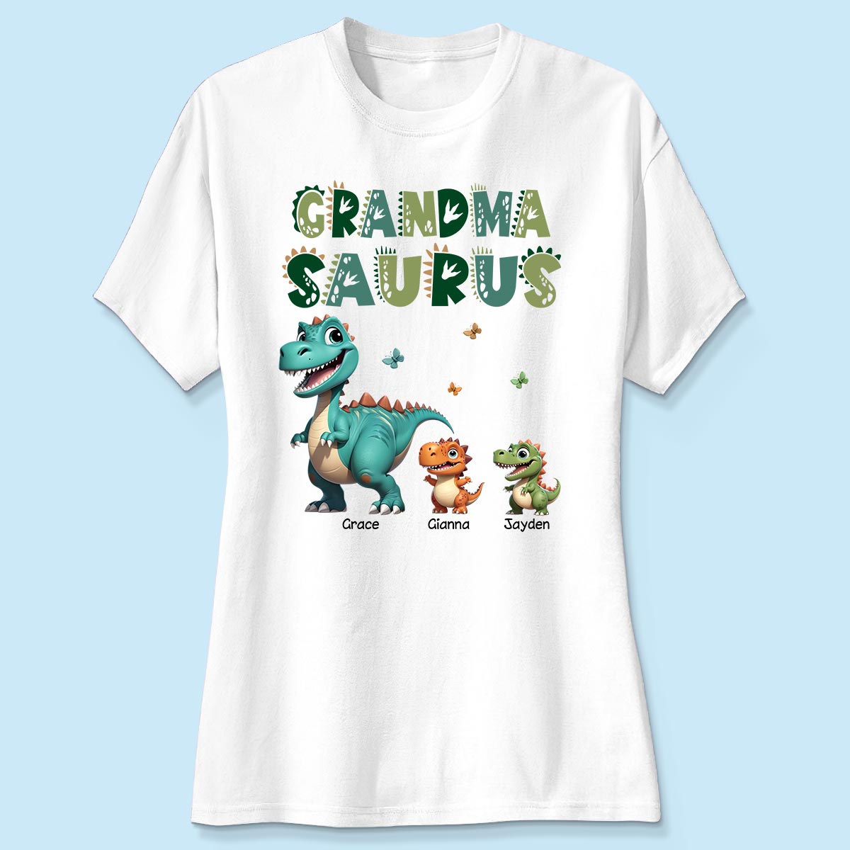 3D Effect Cute Dinosaurs Grandmasaurus Mamasaurus Personalized Shirt| Appreciation Gift, Birthday Gift For Mom, Grandma