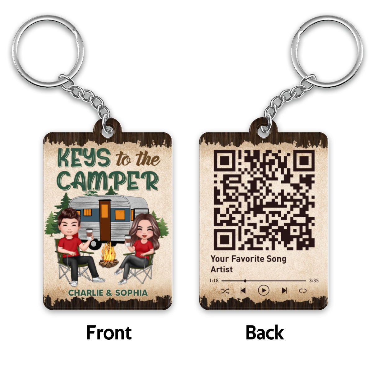 Keys To The Camper Camping Favorite Song QR Code Personalized Acrylic Keychain