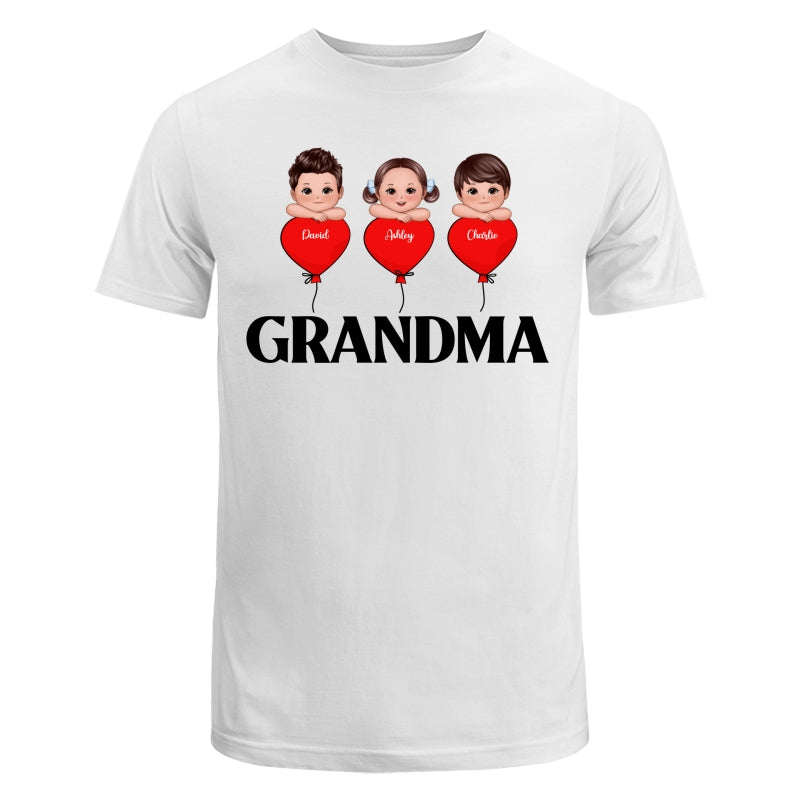 Grandma Mom Heart Balloon Cute Kids Laying Head On Arms Personalized Shirt
