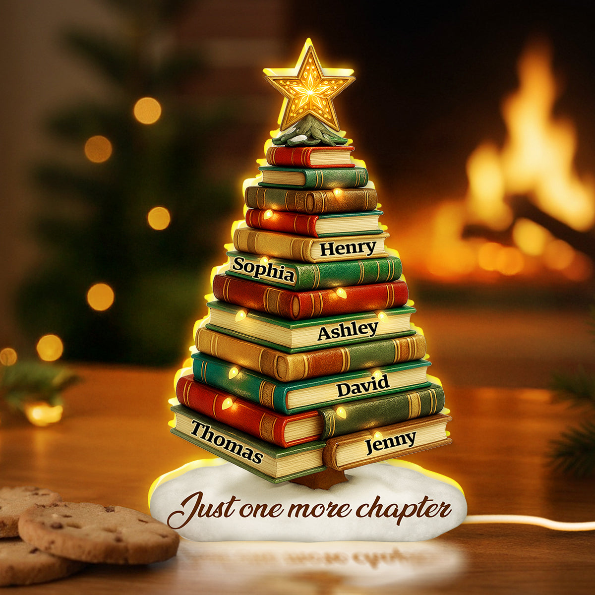 Book Lovers Christmas Tree - Personalized Light Box - Christmas Gift For Book Lovers
