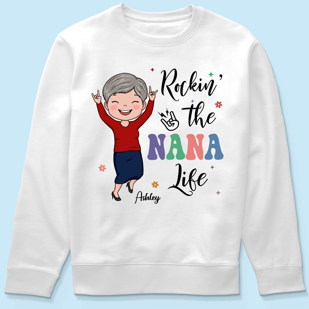 Rockin' The Nana Life Vector Woman Retro Style Personalized Shirt