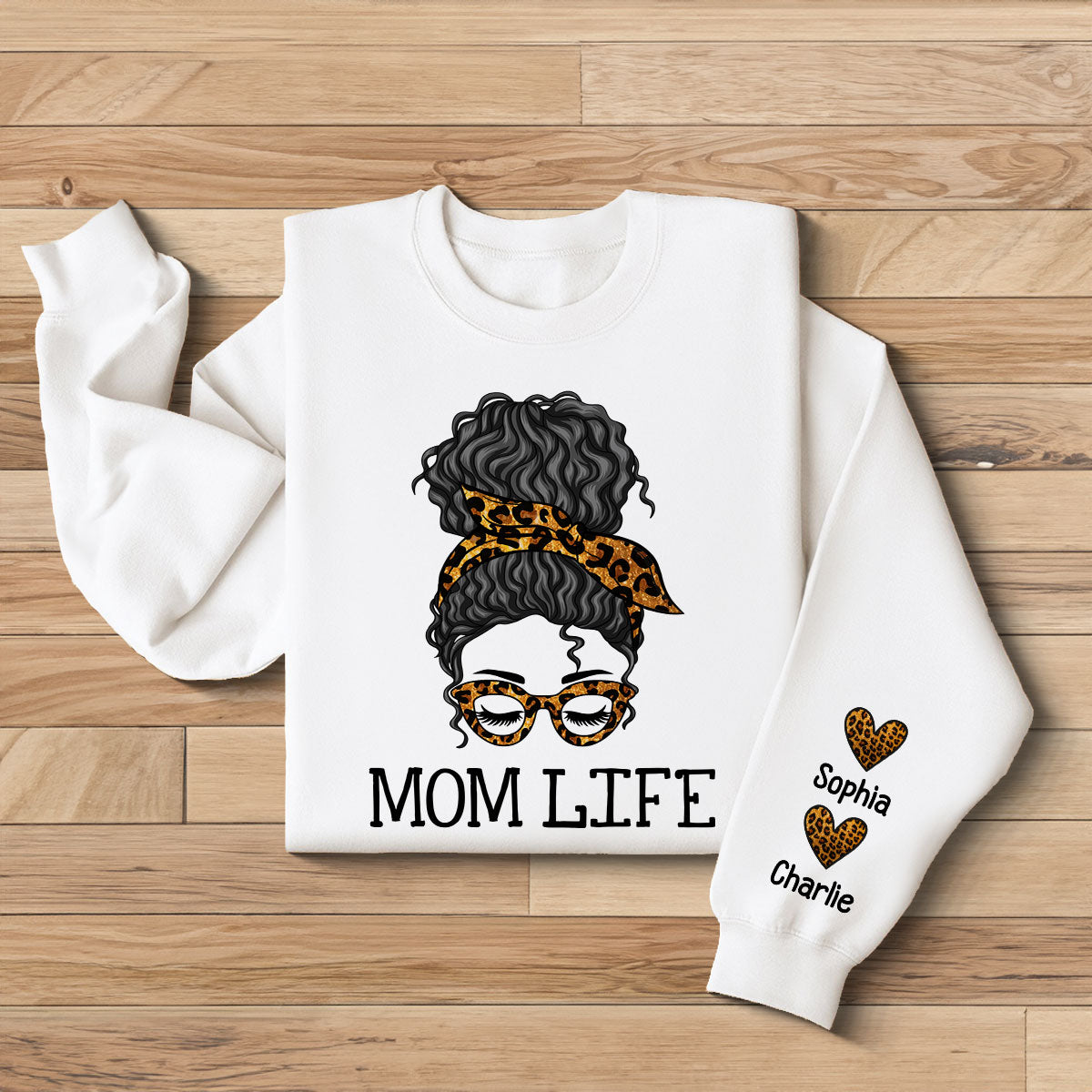 Messy Bun Gift For Mom Personalized Sleeve Printed Sweatshirt