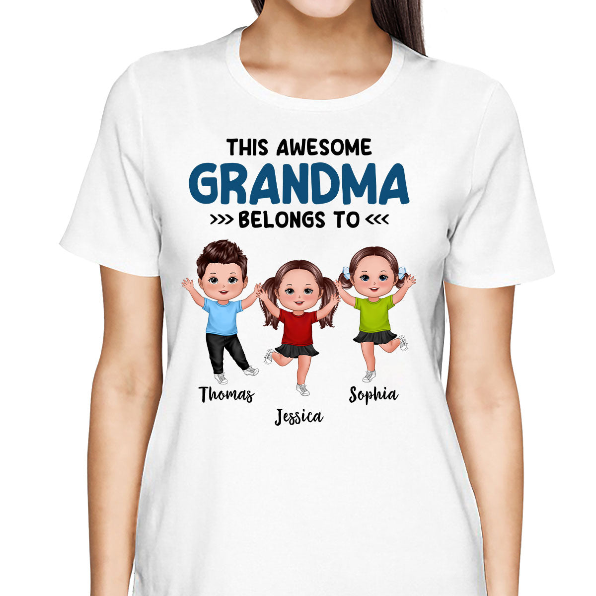 This Grandma Mom Dad Grandpa Belongs To Happy Kids Personalized Shirt